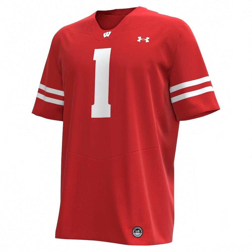 NEW UNDER ARMOUR men's #1 replica football jersey in red
